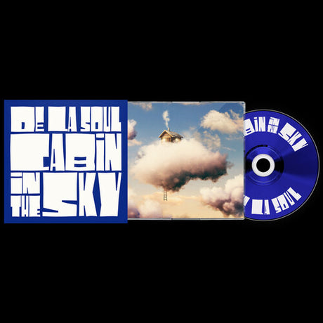 Album cover with a cloud and house design, featuring text and a blue disc.