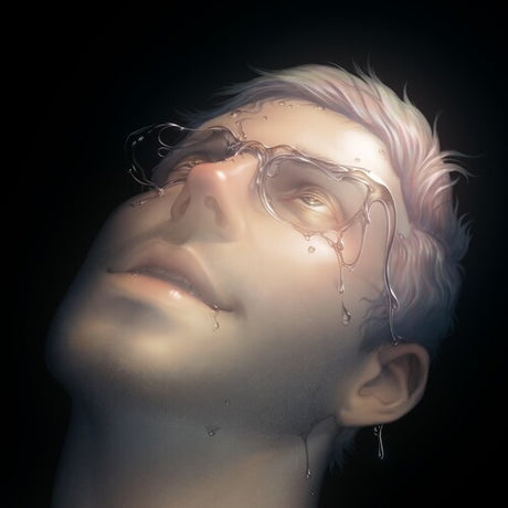 Digital artwork of a person with glasses and wet hair on a black background