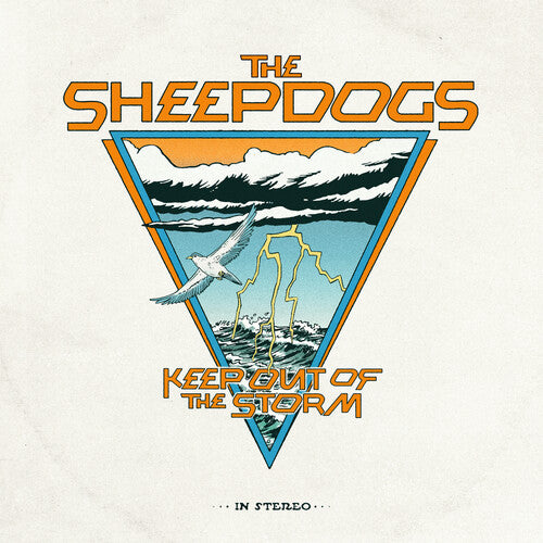 Album cover for 'The Sheepdogs' with a triangle design, waves, and a bird, on a light background.