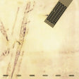 A square graphic design featuring a textured, warm beige background with abstract dark brown organic streaks and a diagonal dark gray banner in the top right containing stylized black lettering.