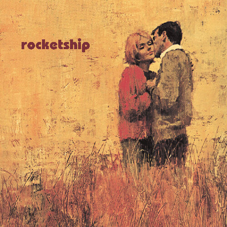 Album cover with a couple embracing in a field, featuring the text 'rocketship'.