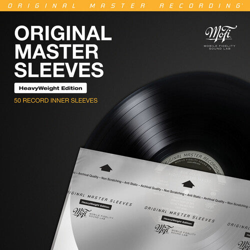 Packaging of Original Master Sleeves with a vinyl record and sleeves on a dark background.