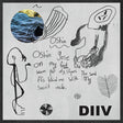Artistic illustration with text and abstract elements on a gray background, featuring the DIIV logo.
