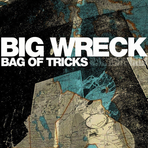 Album cover for 'Bag of Tricks' by Big Wreck with map-like design and text overlay.