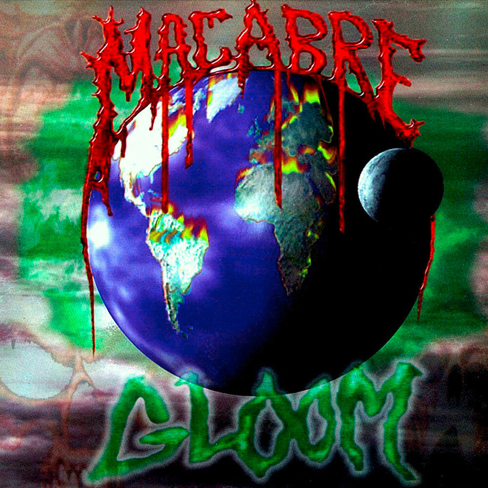 Album cover with 'Macabre Gloom' text over a colorful world map design.