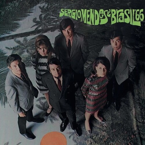 Album cover with six people standing in a snowy landscape, featuring the text 'Sergio Mendes & Brasil '66'.