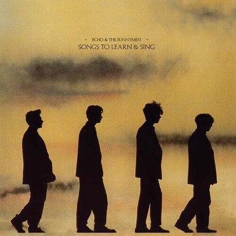 Album cover with silhouettes of four people against a sunset sky, featuring the band Echo & The Bunnymen.