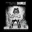 Album cover featuring a person holding cassettes with text about Open Mike Eagle and Kenny Segal's 'Doomed!'.