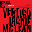Album cover for 'Vertigo' by Jackie McLean with red background and black text.
