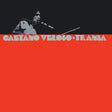 Album cover with a silhouette of a person singing into a microphone and the text 'Caetano Veloso Tranga' on a red background.