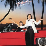 Album cover with two people in a convertible car, palm trees, and sunset.