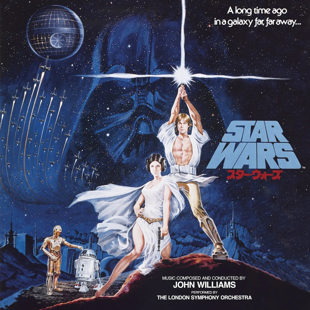 Vintage 'Star Wars' movie poster with characters and space scene
