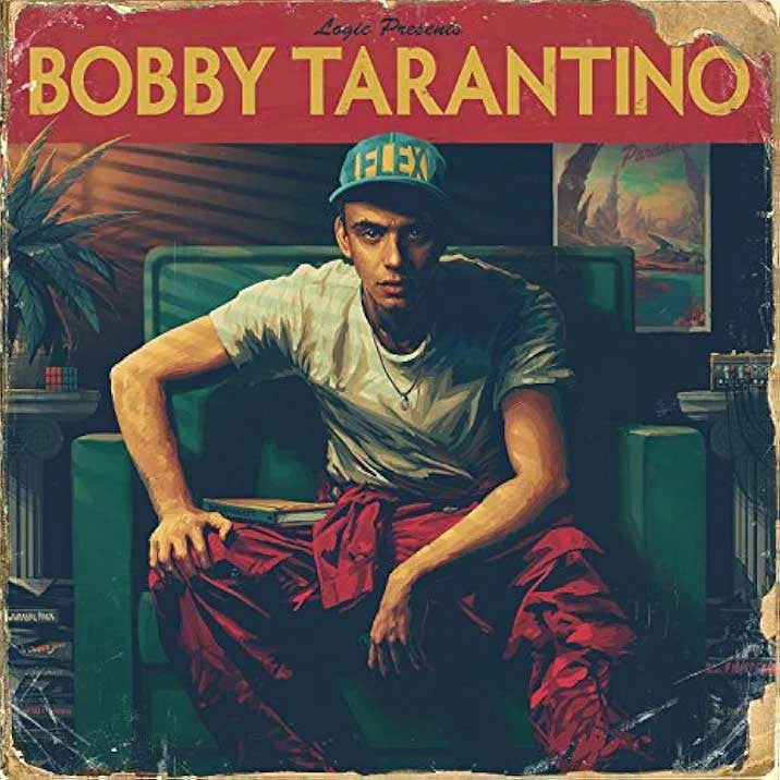 Album cover with a person sitting on a couch, featuring text and a vintage design.