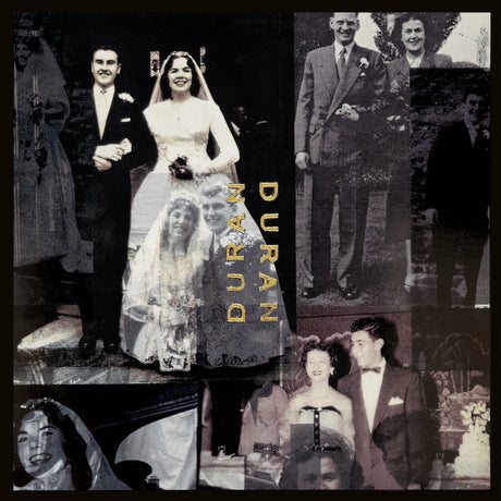 Collage of wedding photos with 'Duran Duran' text overlay