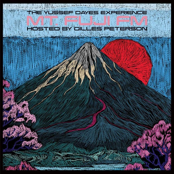 Album cover of 'Mt. Fuji FM' by The Yussef Daves Experience with a mountain and red sun illustration.