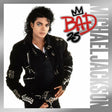 Album cover featuring a person in a black outfit with 'Bad' and 'Michael Jackson' text.
