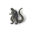 Metallic Godzilla figurine on a white background
