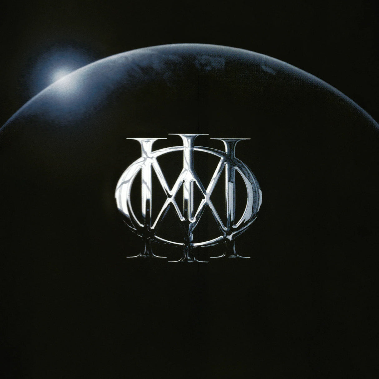 Logo with a space-themed background featuring a planet and moon.