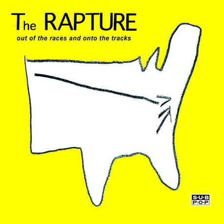 Album cover for 'The Rapture' with a white abstract shape on a yellow background