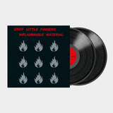Vinyl record with 'Stiff Little Fingers' album cover featuring flames and text.
