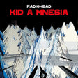 Album cover for Radiohead's 'Kid A Mnesia' with geometric shapes and black background.