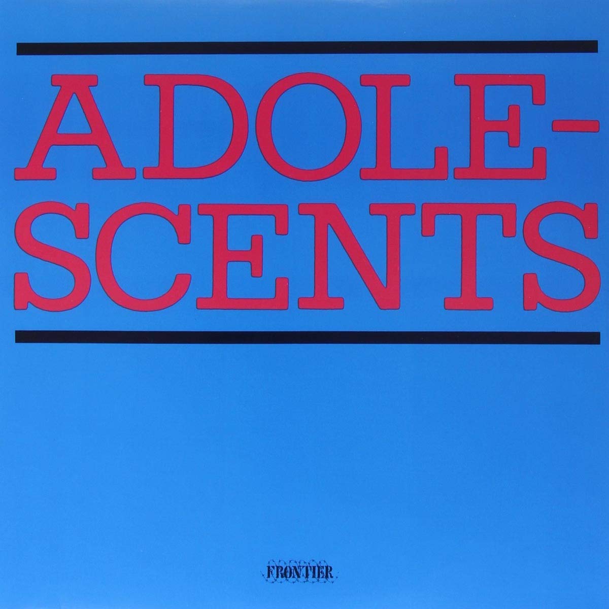 Album cover with 'ADOLESCENTS' in red text on a blue background