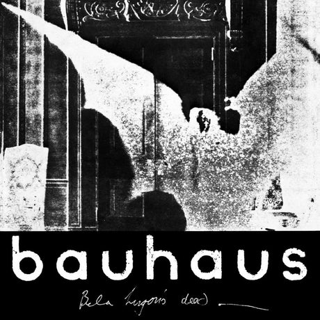 Black and white album cover with 'bauhaus' text and a silhouette of a person.