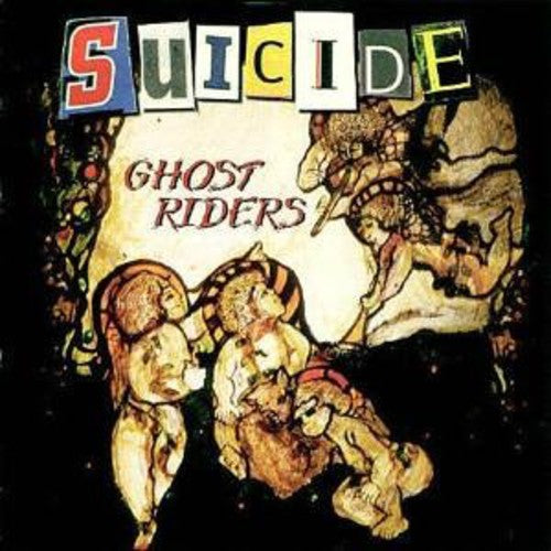 Album cover for 'Suicide Ghost Riders' with stylized illustrations and colorful text.