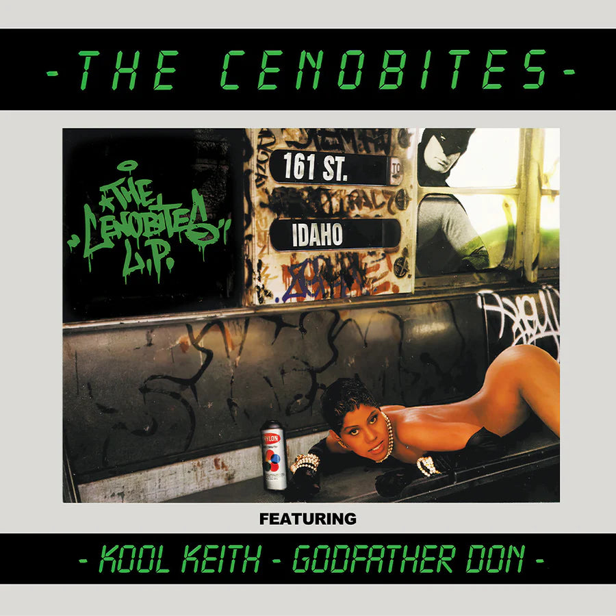 Album cover for 'The Cenobites' featuring a person lying on a bench with graffiti and a can of Pepsi.