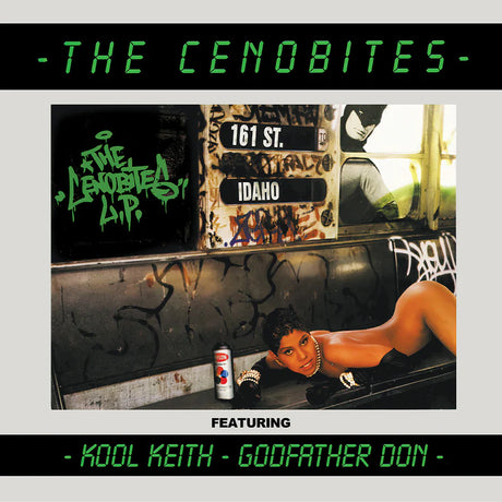 Album cover for 'The Cenobites' featuring a person lying on a bench with graffiti and a can of Pepsi.