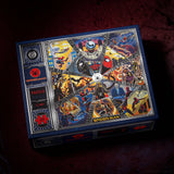 Marvel Spider-Man themed jigsaw puzzle box shown at an angle on a dark textured background. The box features a highly detailed, colorful collage of Spider-Man and other Marvel characters on the front, with 'SPIDER-MAN PUZZLE' and Marvel branding visible.