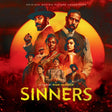 Album cover for 'Sinners' motion picture soundtrack with characters and a fiery background.
