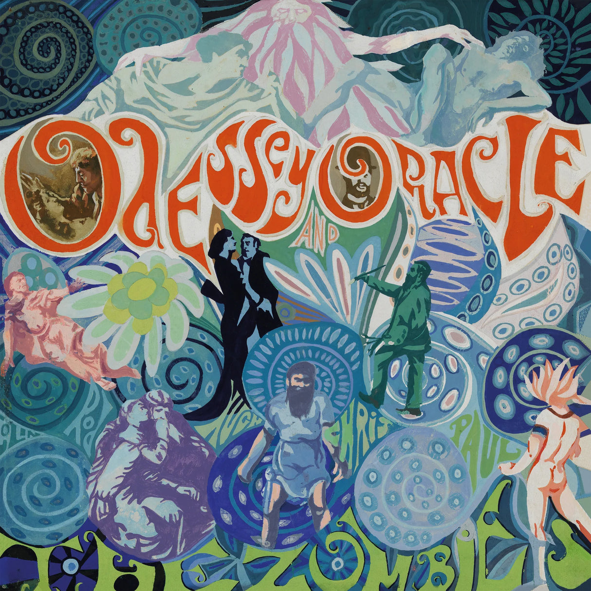 Colorful album cover with abstract designs and text 'Odyssey and Oracle'.