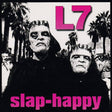 Album cover with two figures in black hoodies and pink 'L7' text on a palm tree background.