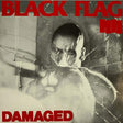 Album cover for 'Damaged' by Black Flag with a shattered glass effect and black and white image.