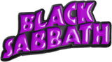 Black Sabbath logo with purple text on a white background