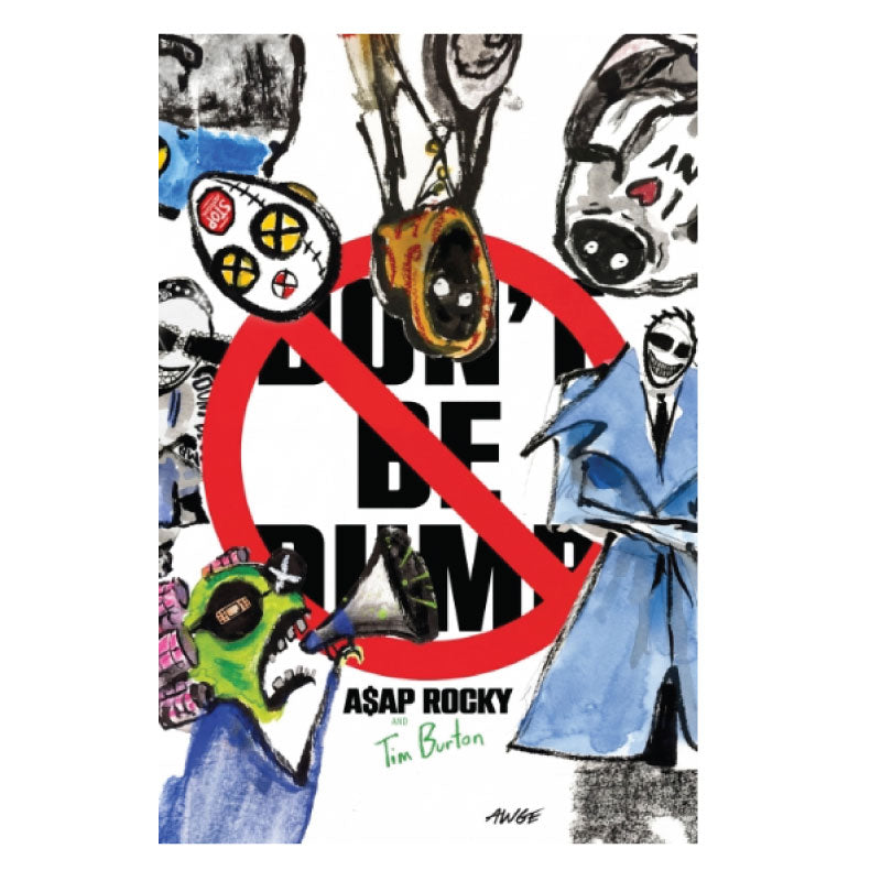 Artistic cover with colorful characters and text, featuring a red circle with a line through it.