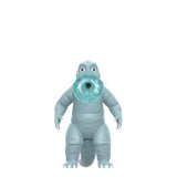 Blue creature figure with a large mouth on a white background