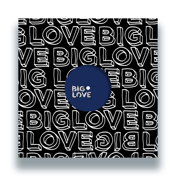 Album cover with 'BIG LOVE' text pattern on a black background