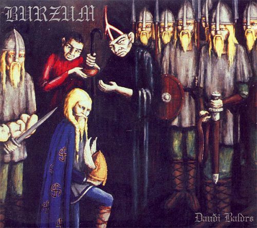 Album cover with a fantasy scene featuring characters in armor and robes, with 'Burzum' and 'Davids Boulders' text.