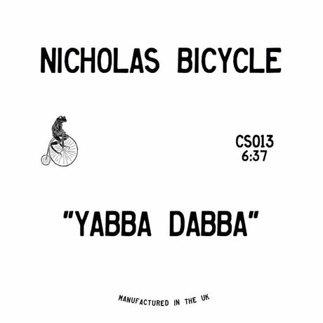 Album cover with 'Nicholas Bicycle' and 'Yabba Dabba' text on a white background