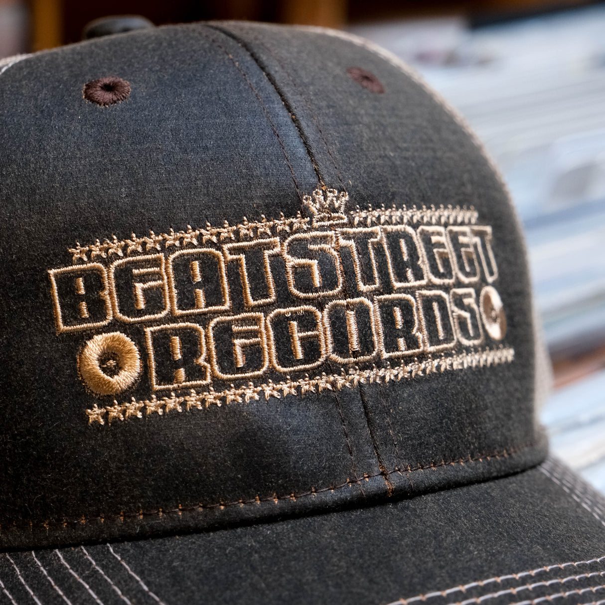 Beat Street Trucker Cap - Brown with Tan Text