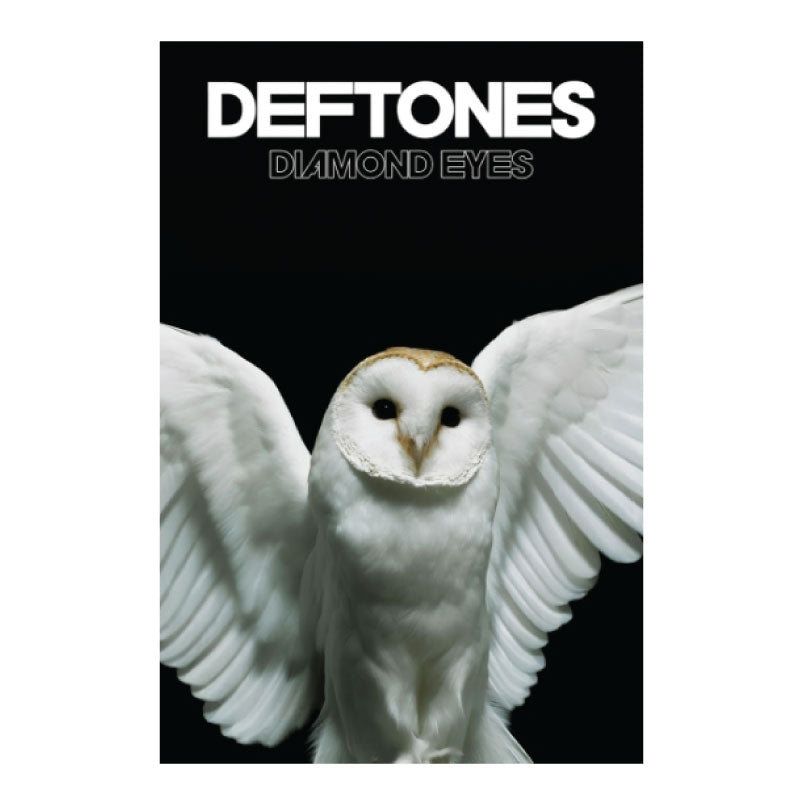 Album cover with a white owl and 'Deftones Diamond Eyes' text on a black background
