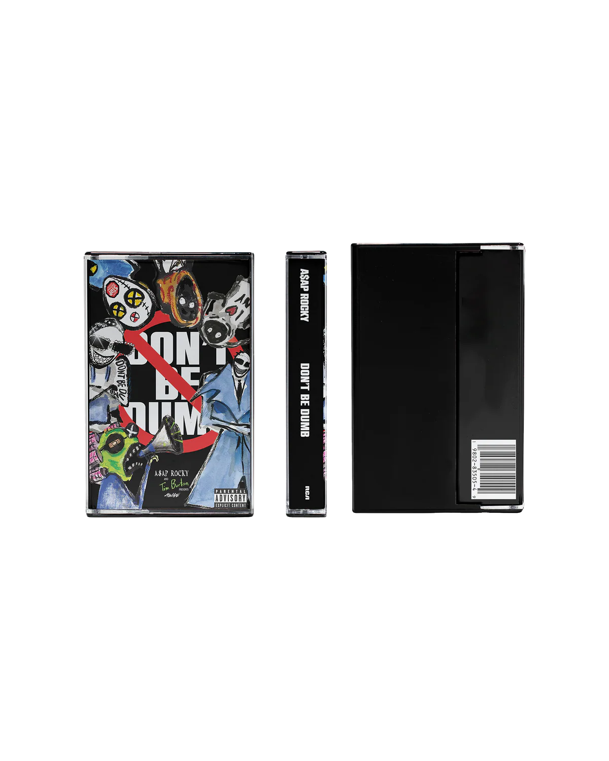 Black book with colorful front cover and back view on a white background