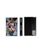 Black book with colorful front cover and back view on a white background