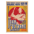 Poster of John Coltrane Quintet performing in Tokyo with a stylized illustration of a saxophonist.