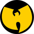 Yellow and black Wu-Tang Clan logo on a white background
