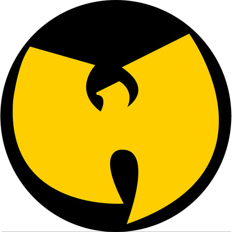 Yellow and black Wu-Tang Clan logo on a white background