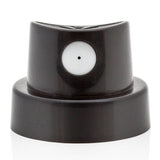 Black spray paint cap with white dot for medium sized lines.