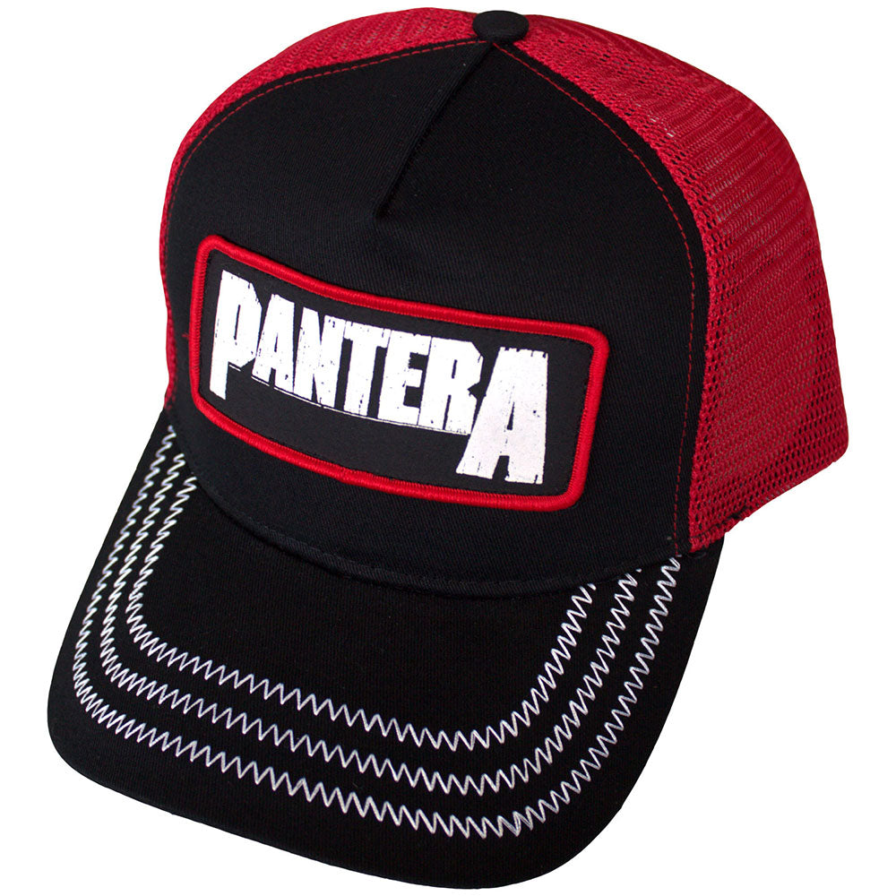 Pantera Unisex Mesh Back Cap - B&W Patch (Black & Red)